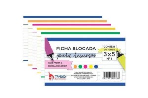 FICHA BLOCADA PARA RESUMO COLORIDA 3X5 N. 1 50F.