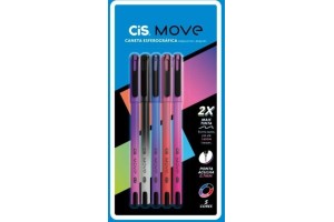 CANETA ESFEROG CIS MOVE  0,7MM BLISTER C/5 CORES