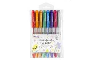CANETA ESFEROGRÃFICA GEL GLITTER 1.0MM CORES SORTIDAS - BLISTER C/ 8UN