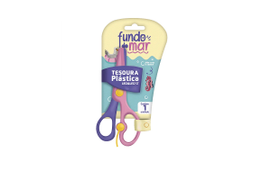 TESOURA ESCOLAR PLASTICA FUNDO DO MAR - BLISTER C/ 1 UND LEO&LEO